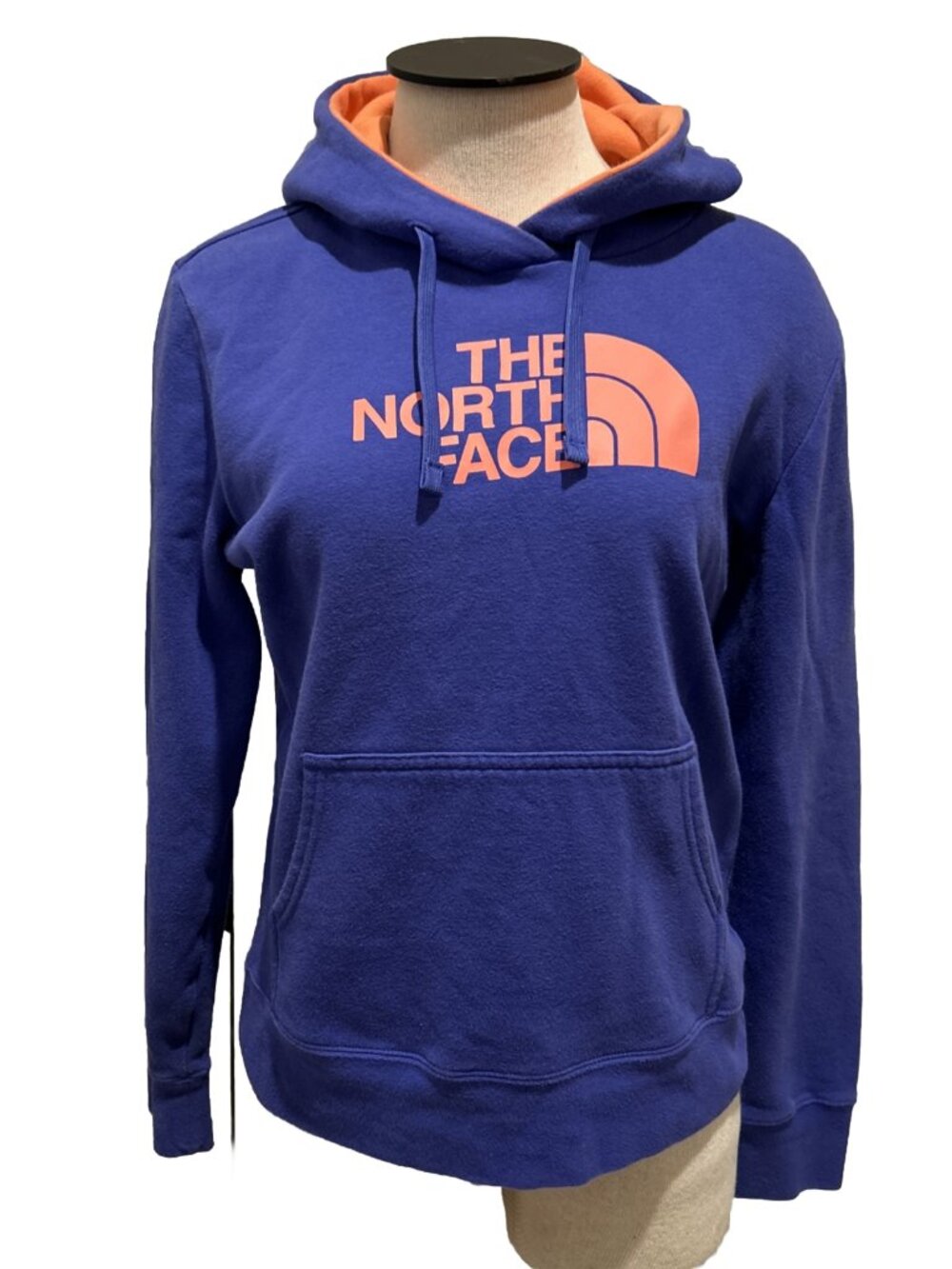 The NORTH FACE Blue Sweatshirt Hoodie Womens Medium Orange Logo